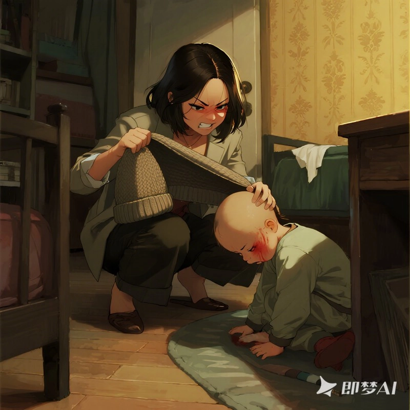 女兒頭髮被剃光，我反手也把她剃光