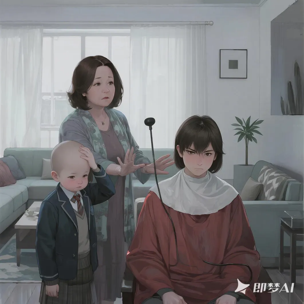 媽媽為了讓我收心，剃光我的頭髮